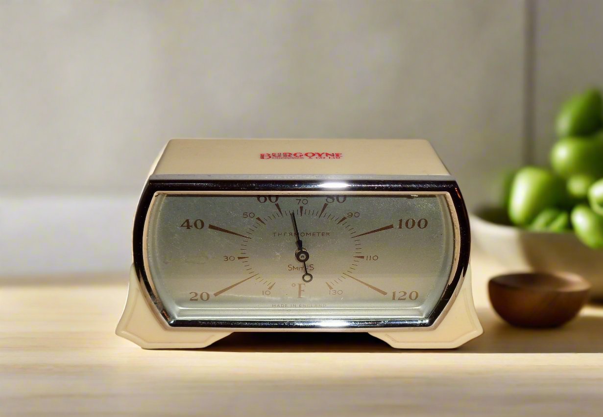 Vintage White Bakelite Smiths Bimetallic Thermometer