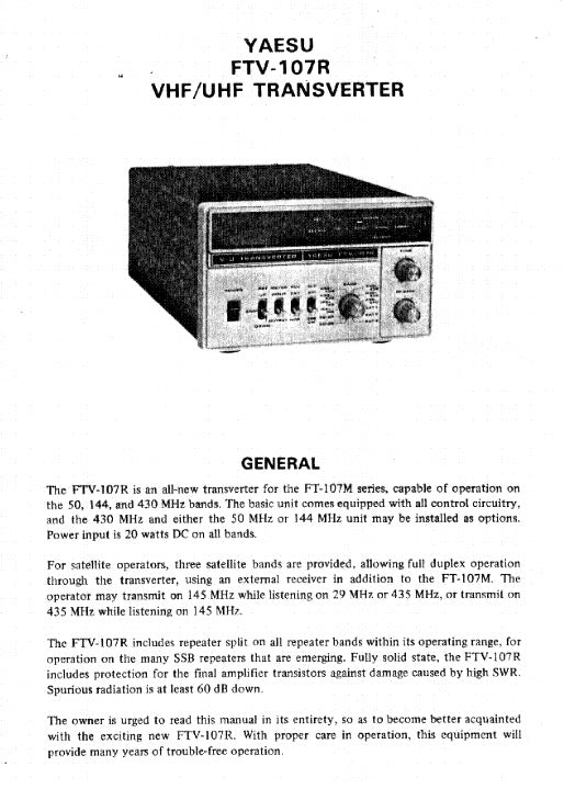 1980s Yaesu FTV-107R VHF/UHF Transverter