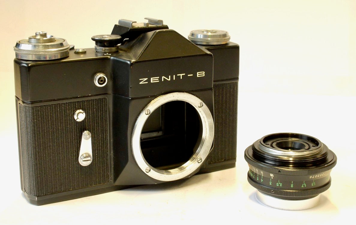 Vintage Zenit B 35mm SLR Film Camera With Industar 50-2 f3.5/50 Lens and Ever Ready Case