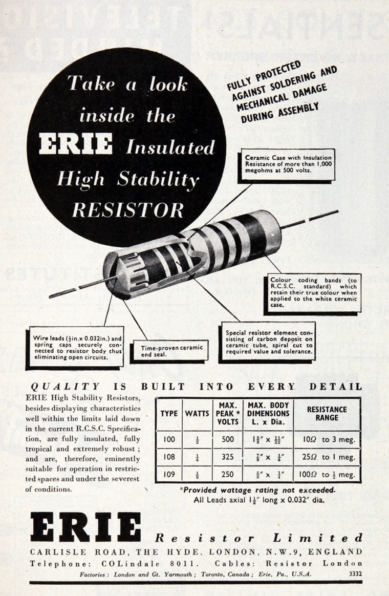 Vintage ERIE IR-48 Insulated Resistor Kit 15 Ohms to 10 Megaohms