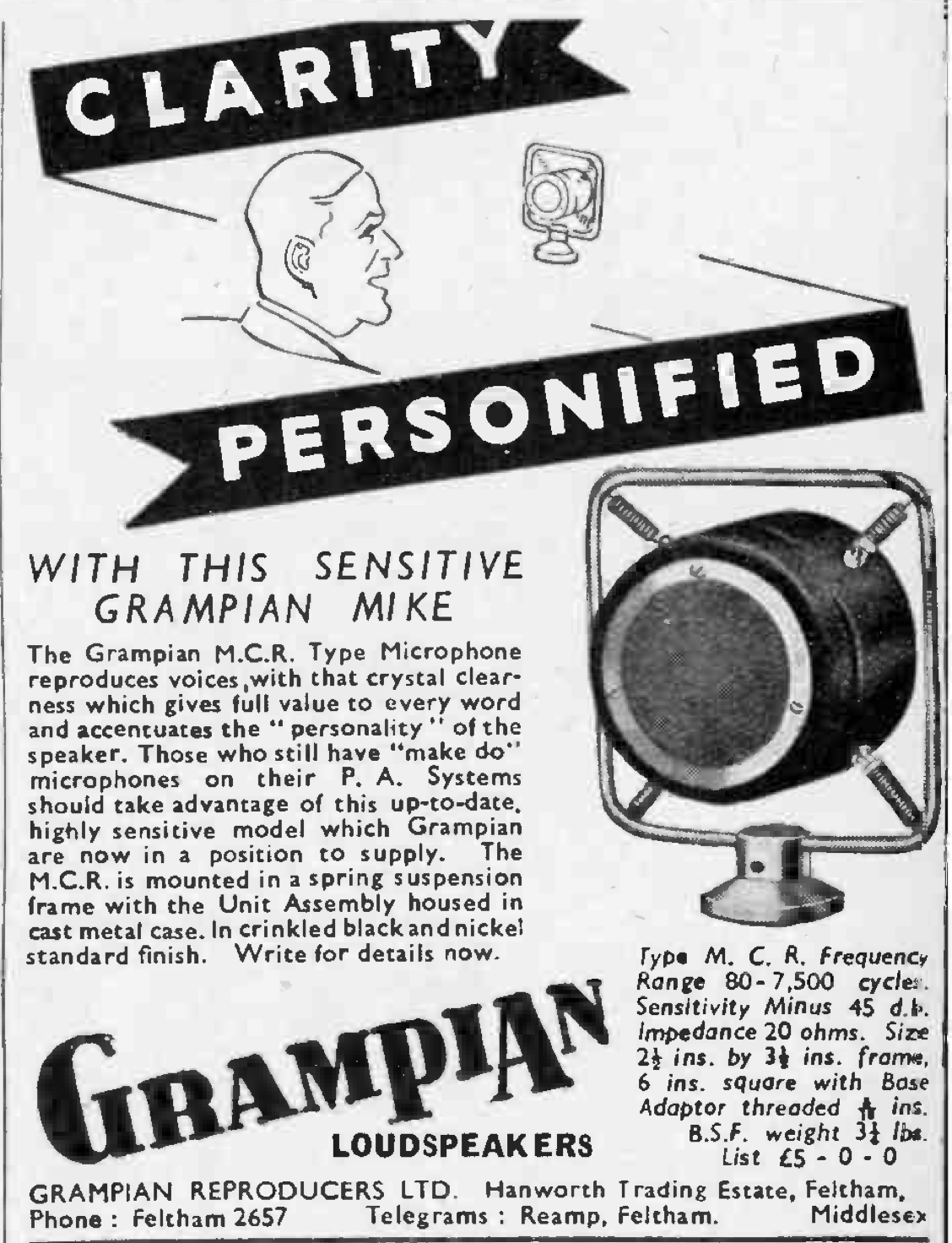 1930s Grampian MCR Dynamic Microphone With Integral Spring Suspension