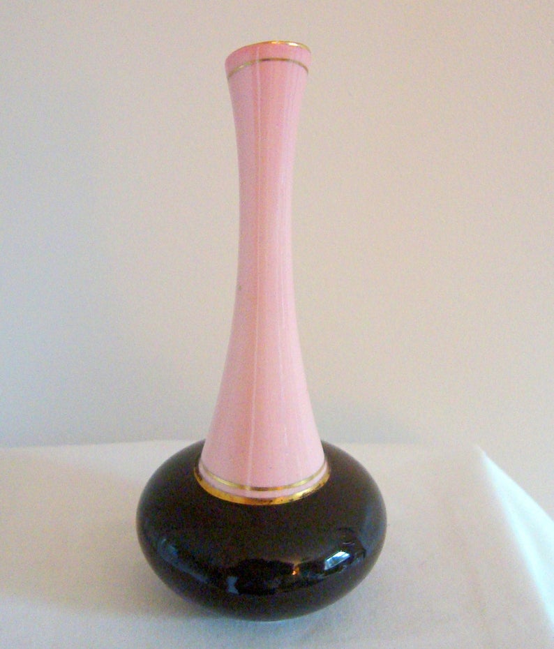 1940s Carlton Ware Pink And Brown Bud Vase Pattern 2554/6
