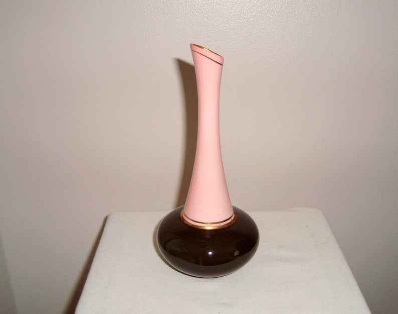 1940s Carlton Ware Pink & Brown Bud Vase Pattern 2554/6