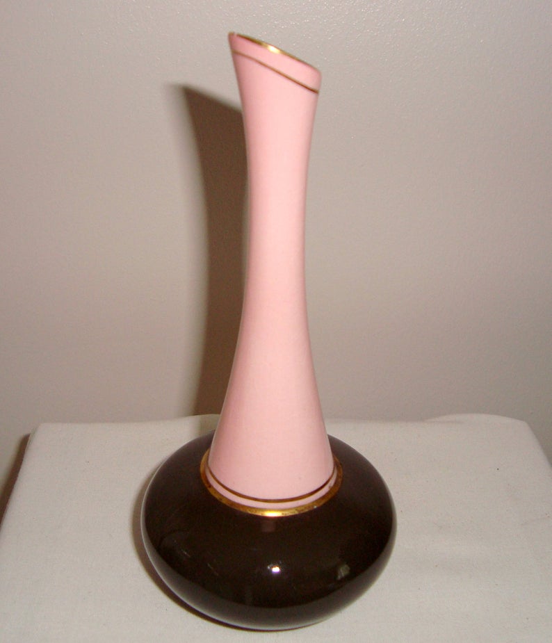 1940s Carlton Ware Pink & Brown Bud Vase Pattern 2554/6
