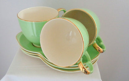 1950s Crown Devon Green Gilded A427P Cup And Tennis/Snack Plate