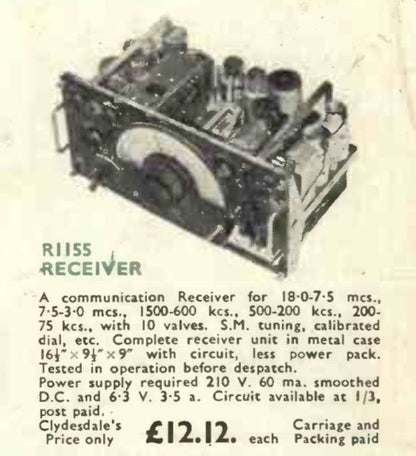 WW2 R1155E RAF Receiver 10D/1332 As Used In The Lancaster And Halifax